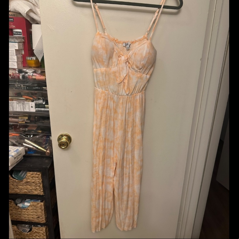 Orange tie dye capri jumpsuit. Size small